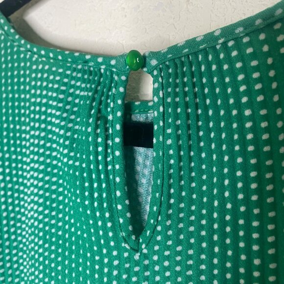 Adrianna Papell Blouse Womens XL Green Polka Dot 3/4 Sleeve Stretchy Comfortable - Picture 4 of 11
